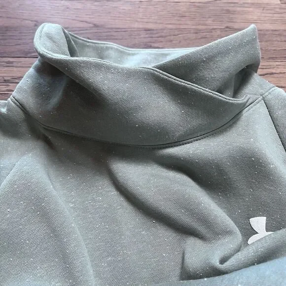 Under Armour Rival Fleece Wrap Neck Pullover Green Gray Speckled Womens Medium - Picture 6 of 15